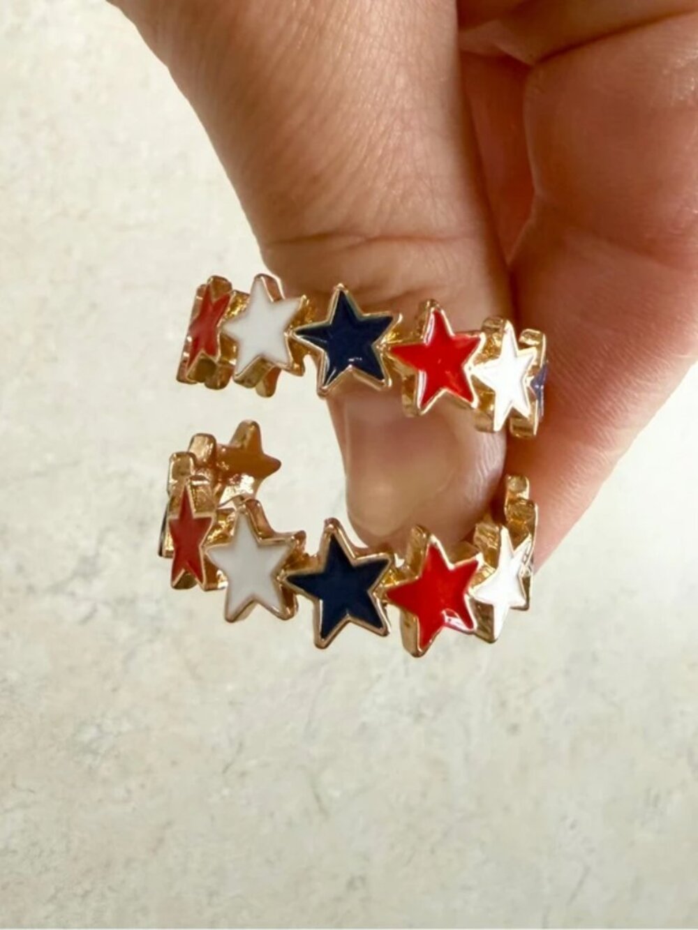 Star Spangled Enamel Red, White, & Blue Hoop Earrings